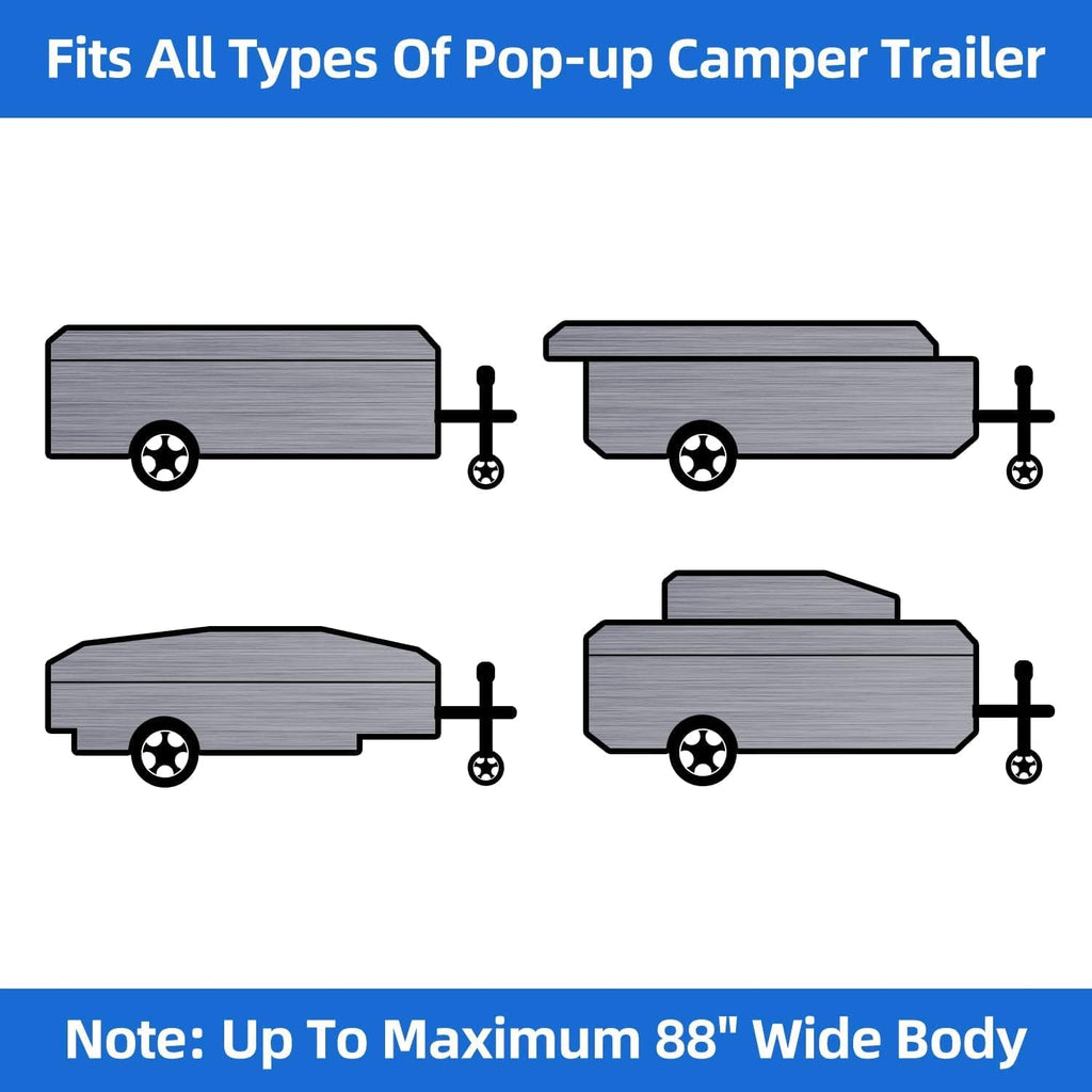 3 Layers Polypropylene Pop Up Camper Cover Fits 8' - 10' Trailers, Grey Y7174