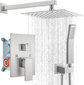 Matte Black 10 inch Square Shower Head Hand Held Shower Complete Combo Set Wall Mounted U855