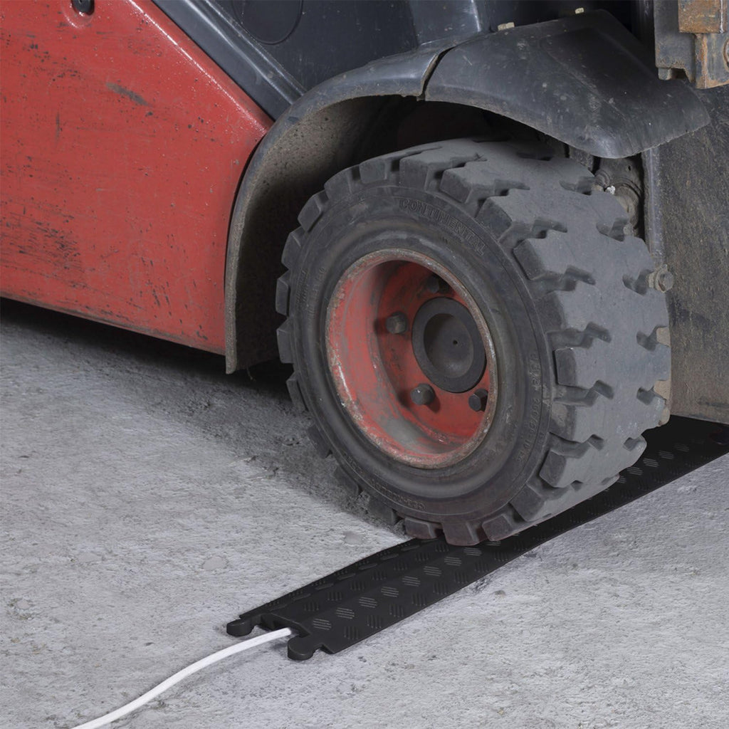 Heavy Duty Single Channel Cable Protector, 30in Length, Black Y141189