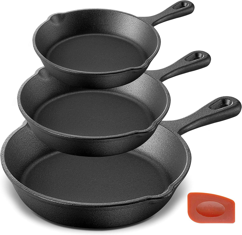 3 Pieces Nonstick Cast Iron Skillet Cookware Set S737844