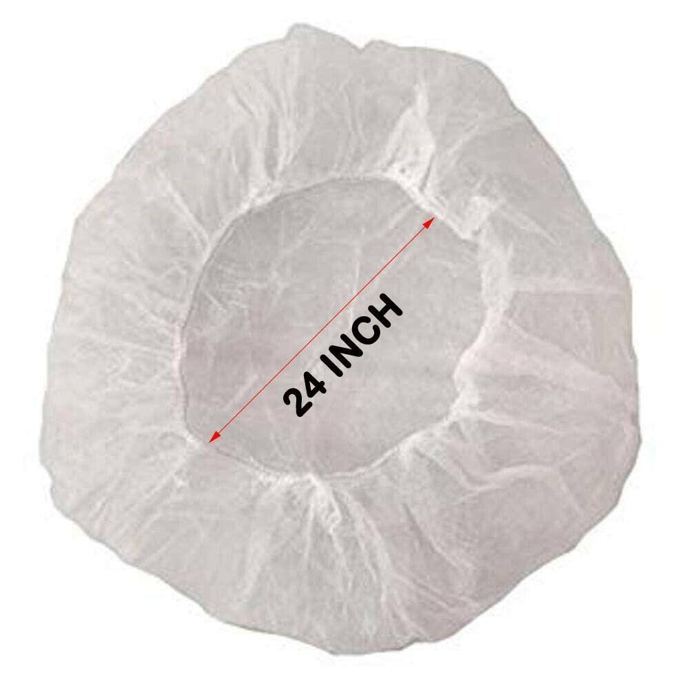 White Bouffant Cap Hair Net 24 inch 100 Pcs W4695