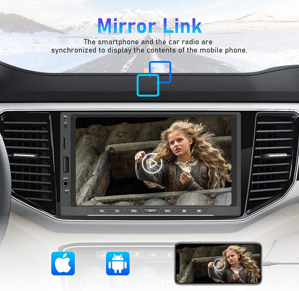 7'' Touch Screen Car Stereo Radio with Bluetooth, FM Radio, Mirror Link U411