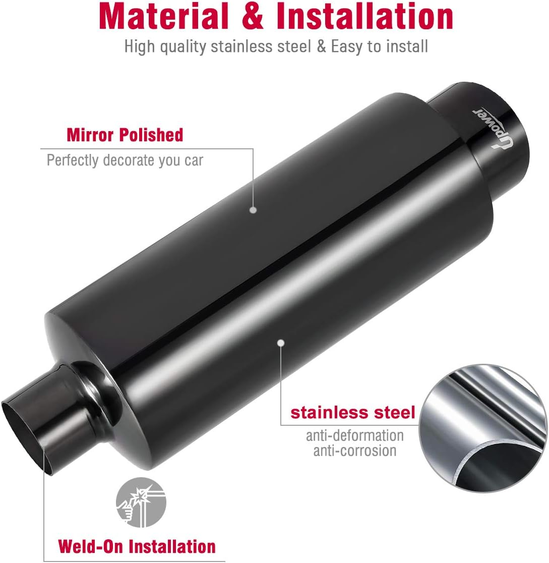 Polished Stainless Steel Black Coated Exhaust Tip Muffler Pack of 2 L707