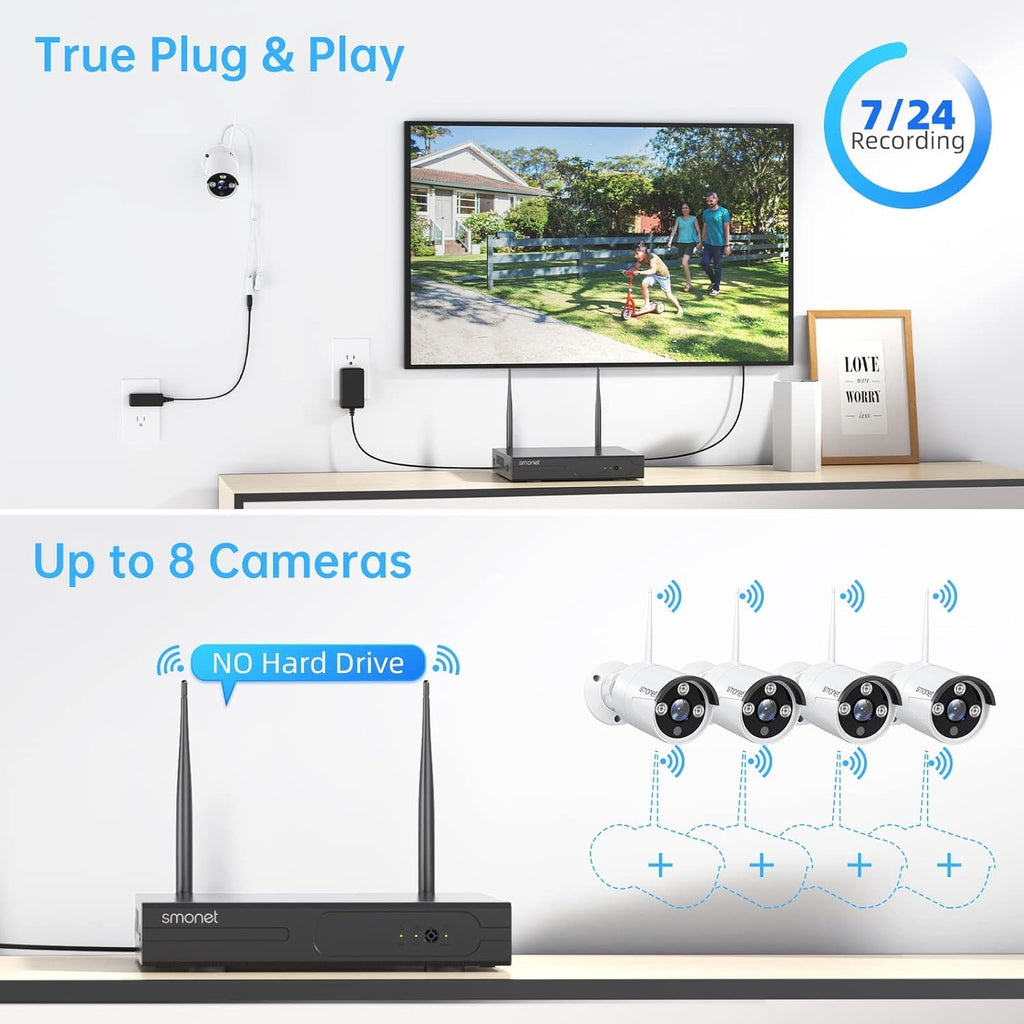 4pcs 3MP Wireless Security Camera System with Audio, Night Vision M172