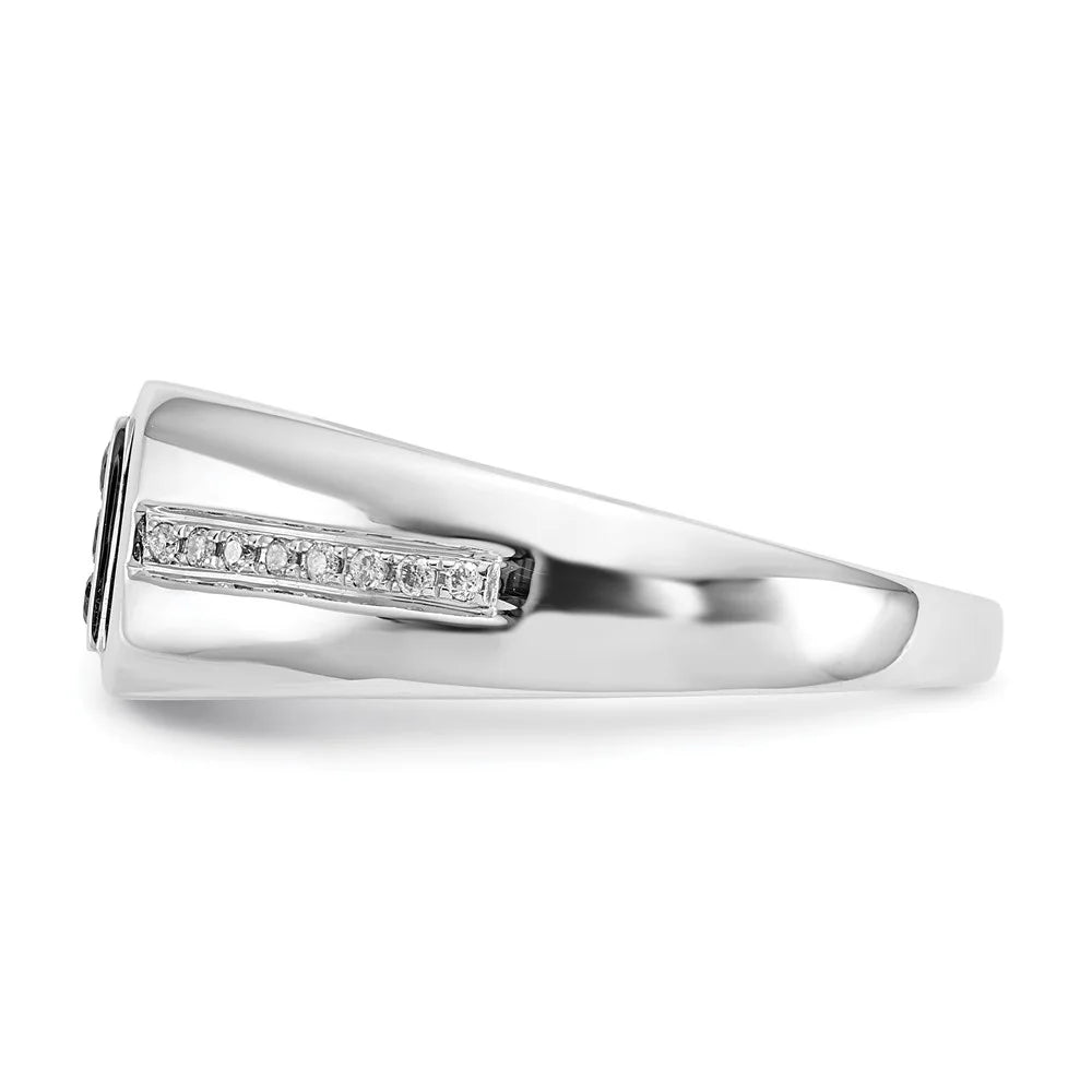 14k White Gold Black Diamond Square Men's Ring Y78318