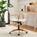 White Leather Adjustable Swivel Office Chair Y9398