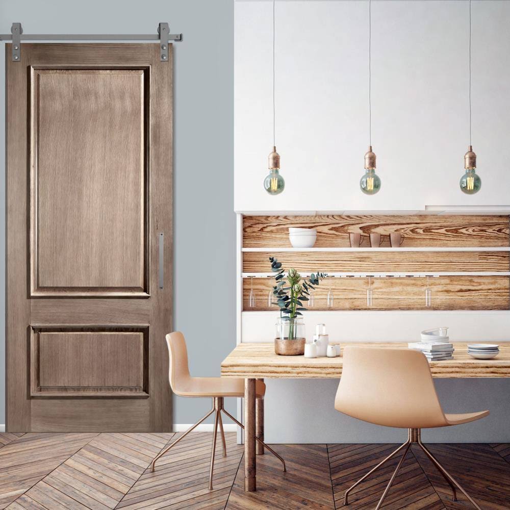 Barn Door Hardware Set with 6 ft Track for 1 3/8 inch Doors, PC Chrome, Track Length: 72 Inch T68226