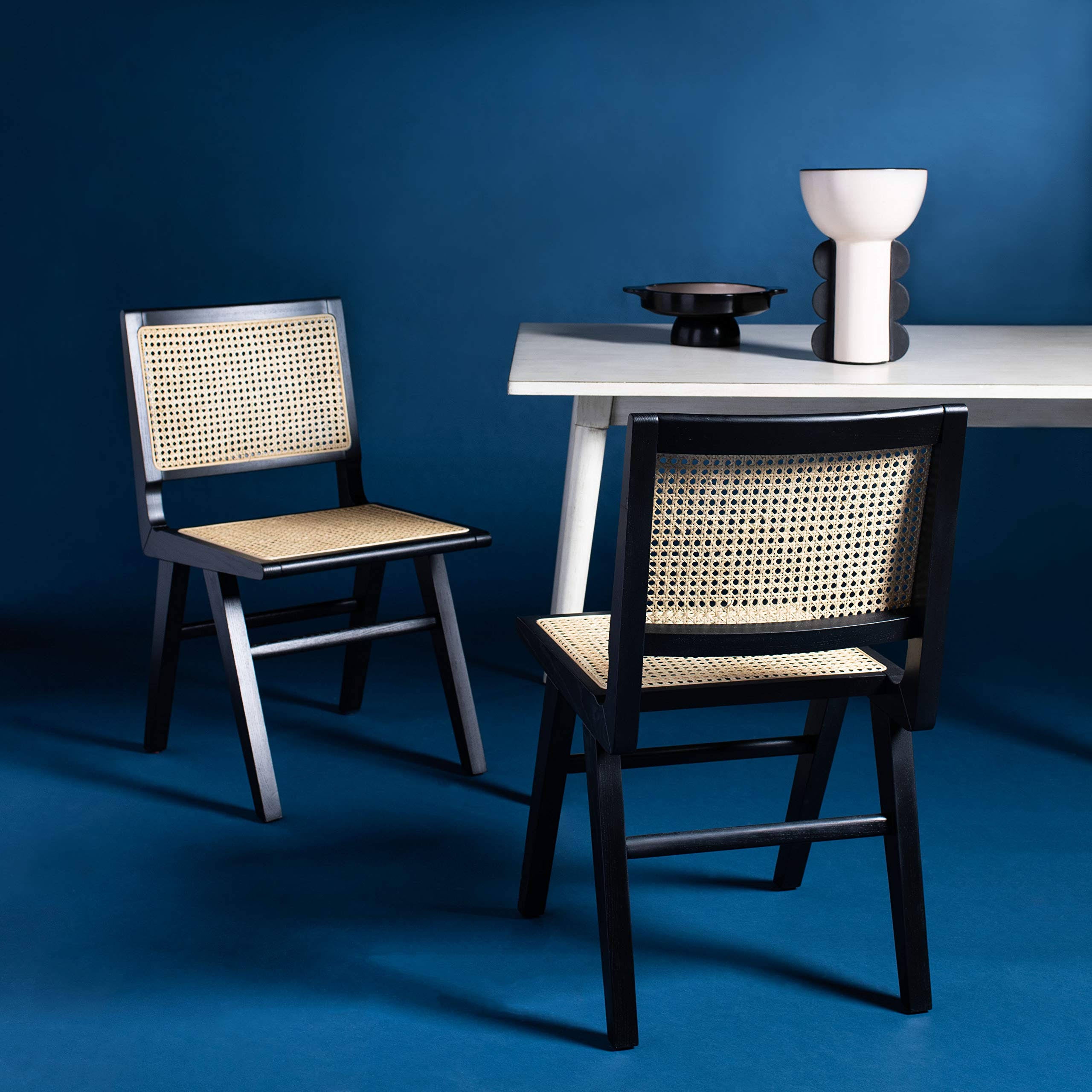Black Natural Cane Dining Chair Set of 2 B403120