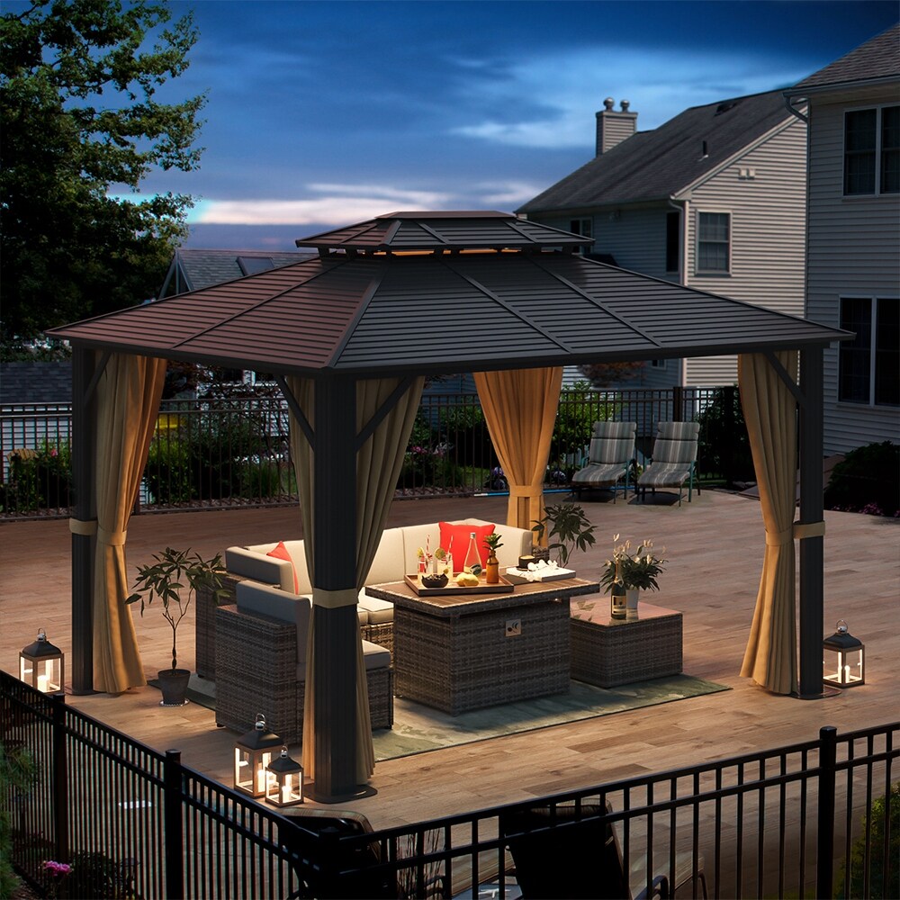 10X12 FT Aluminum Frame Hardtop Gazebo Q520741