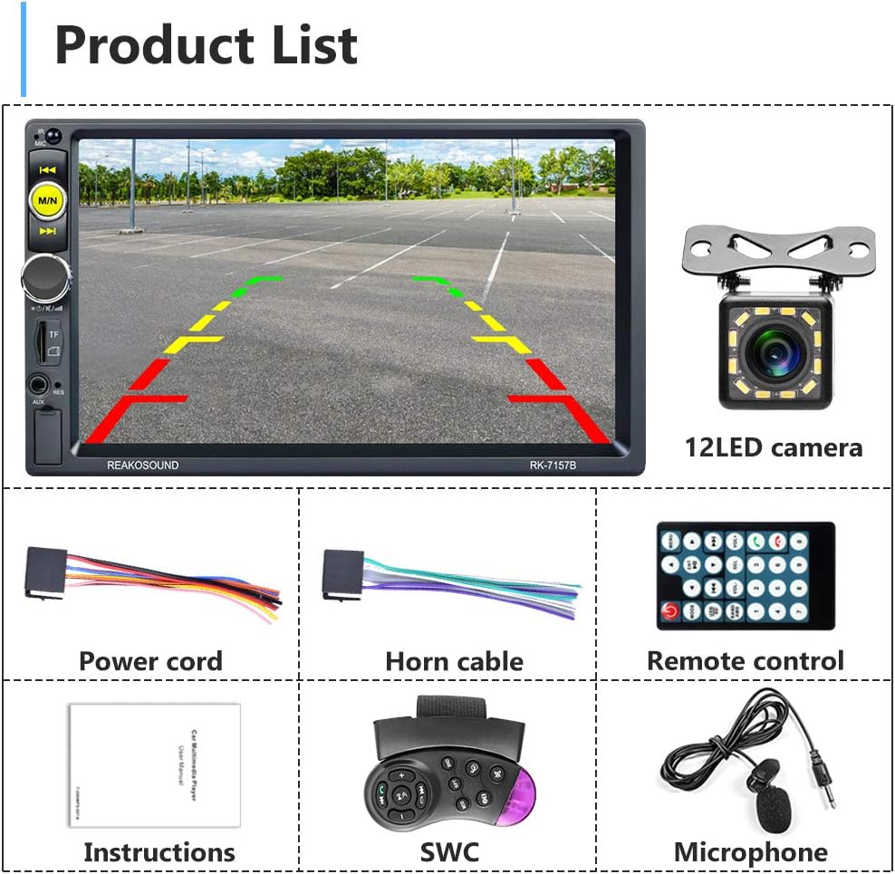 Double Din 7 Inch Touch Screen Car Stereo with Bluetooth Y95095