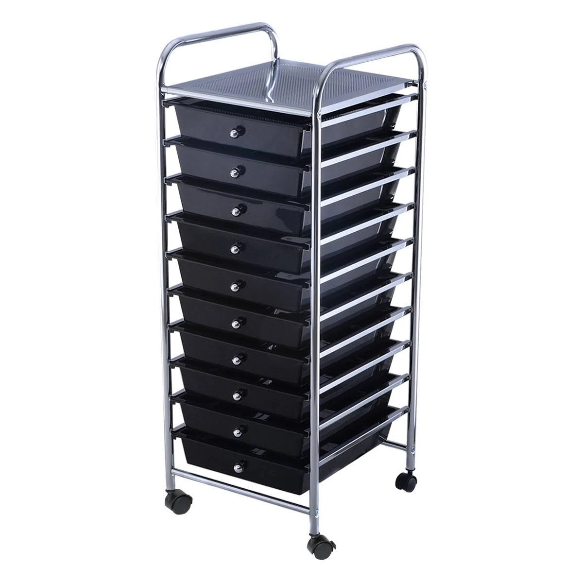 10 Drawer Rolling Storage Cart Organizer Black D4744