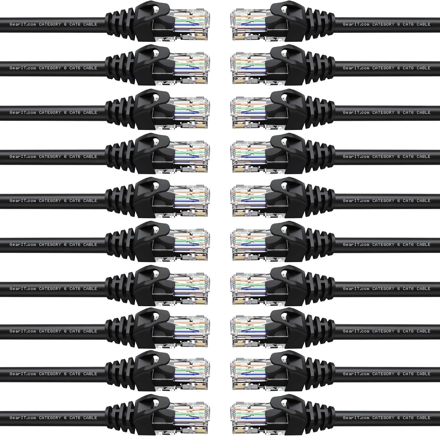 50-Pack Cat6 Patch Cable 1 Foot Ethernet Cable Snagless Black I872920