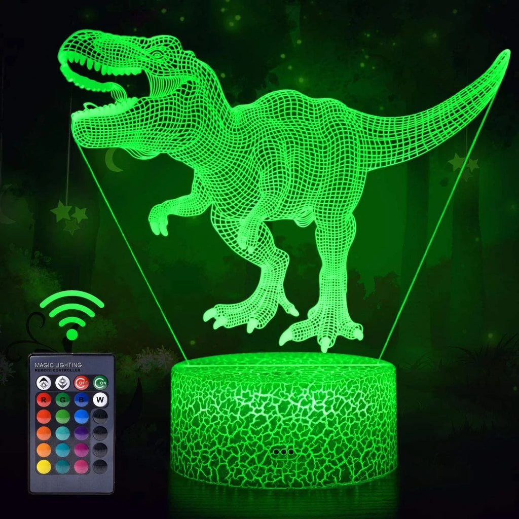 3D Dinosaur Night Light with Remote, 7 Colors + 16 Colors Changing Dimmable T Rex D351