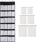 Black Over the Door Shoe Storage Organizer with 24 Mesh Pockets L325043
