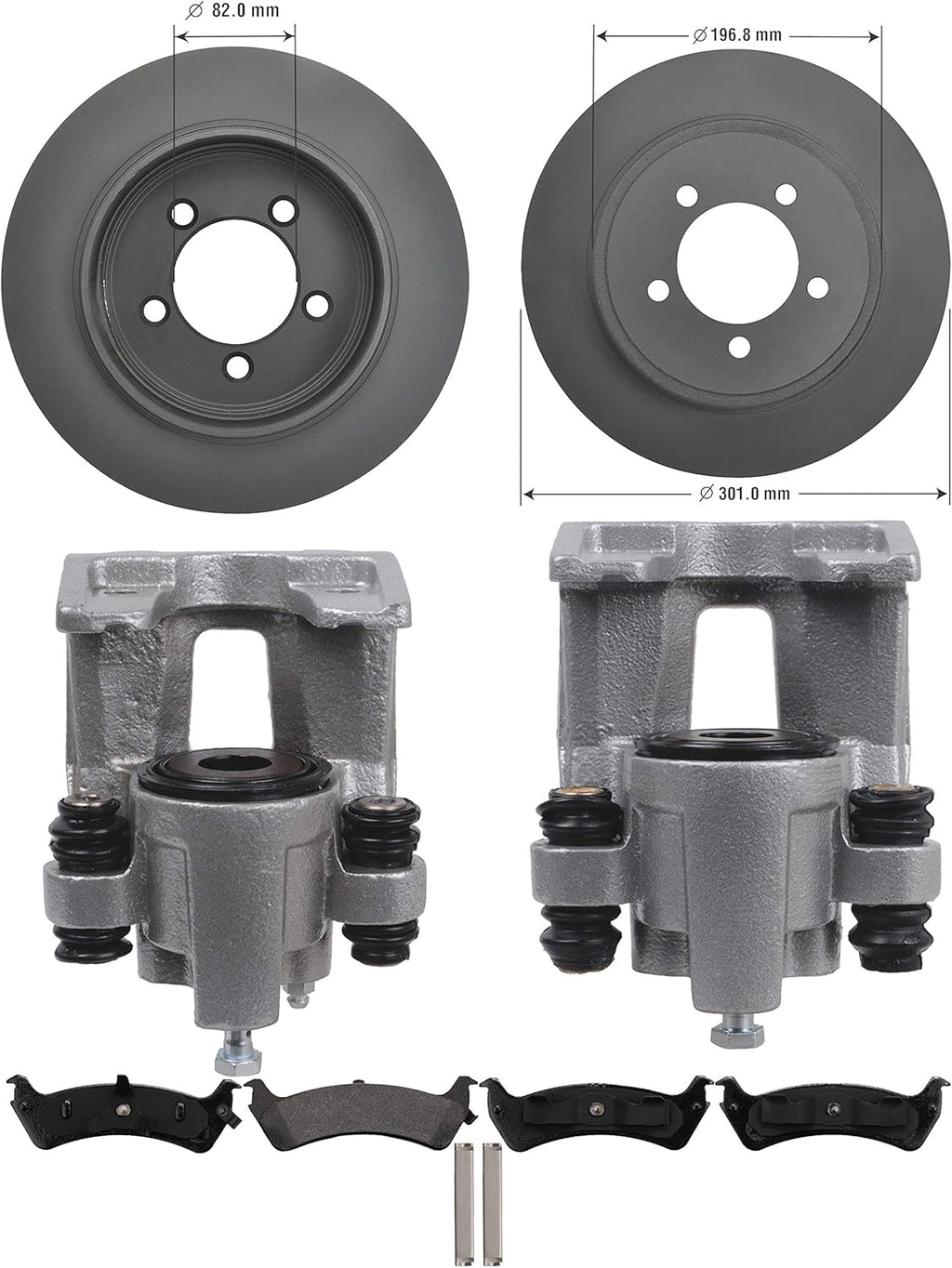 Rear Brake Kit Calipers Rotors Ceramic Pads H81741