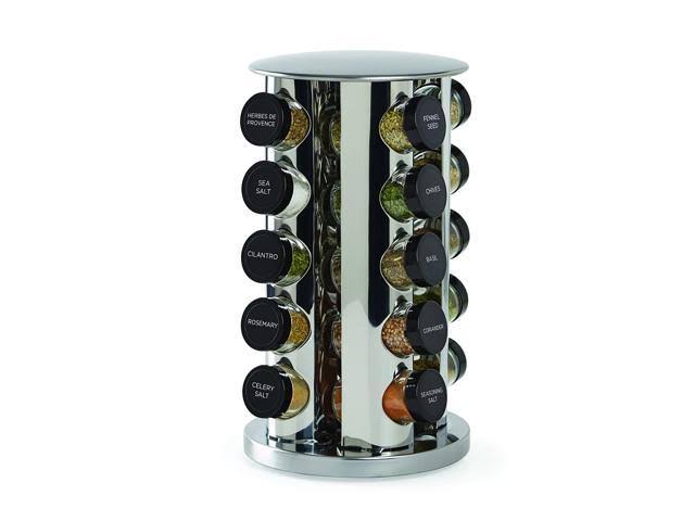 Silver Revolving 20-Jar Countertop Rack Tower Organizer L3182