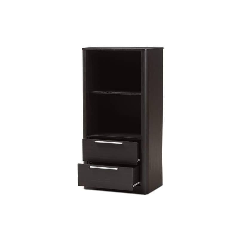 Espresso Brown Finished Wood 2-Drawer Bookcase W961