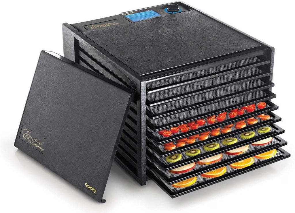 9-Tray Food Dehydrator with Adjustable Thermostat, 15 Square Feet Drying Space, Black Q49612