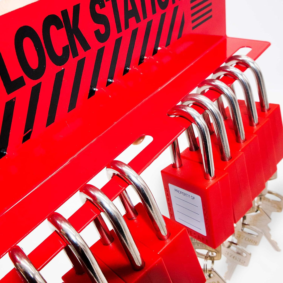 Lockout Tagout Station with 10 Padlocks, Carbon Steel Body, Pack of 2 F89525