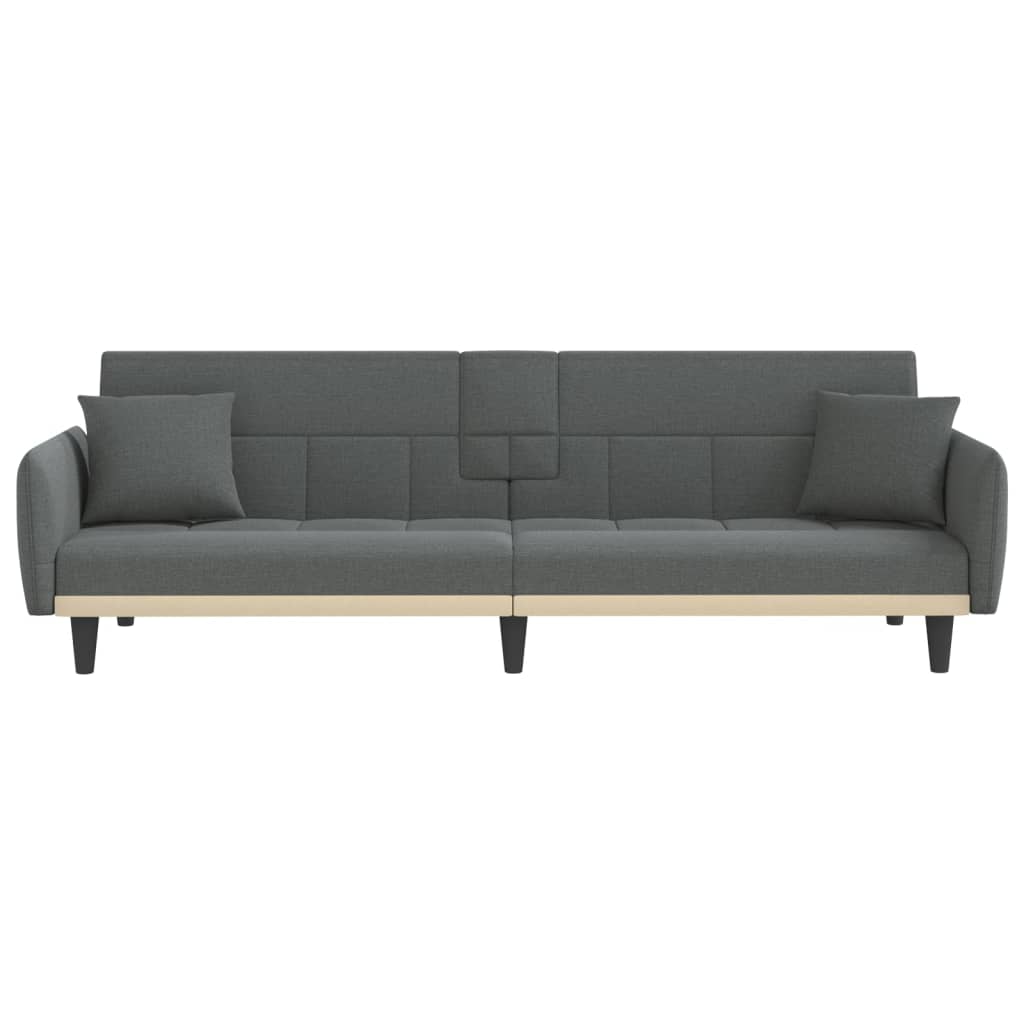 Dark Gray Fabric Sofa Bed with Cup Holders B5784