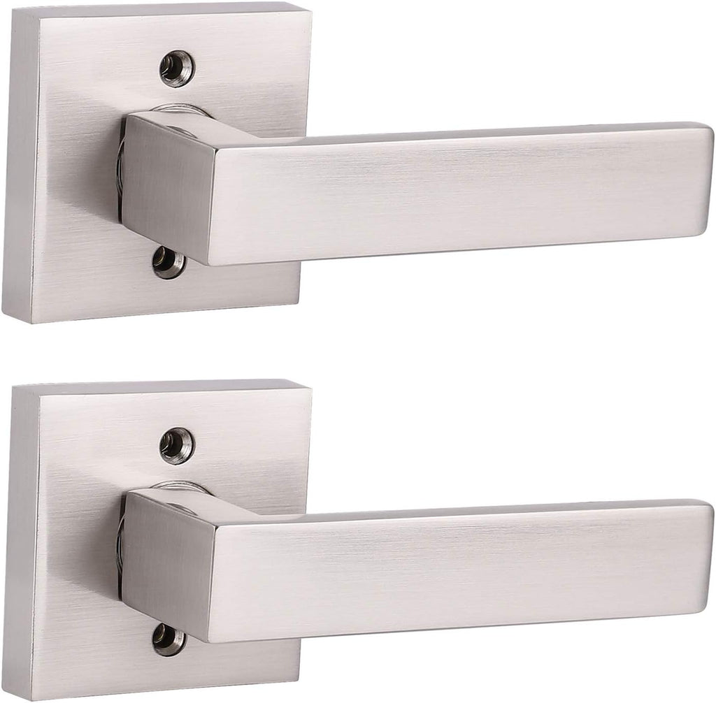 5 Pack Satin Nickel Square Door Levers with Privacy Lock E788709