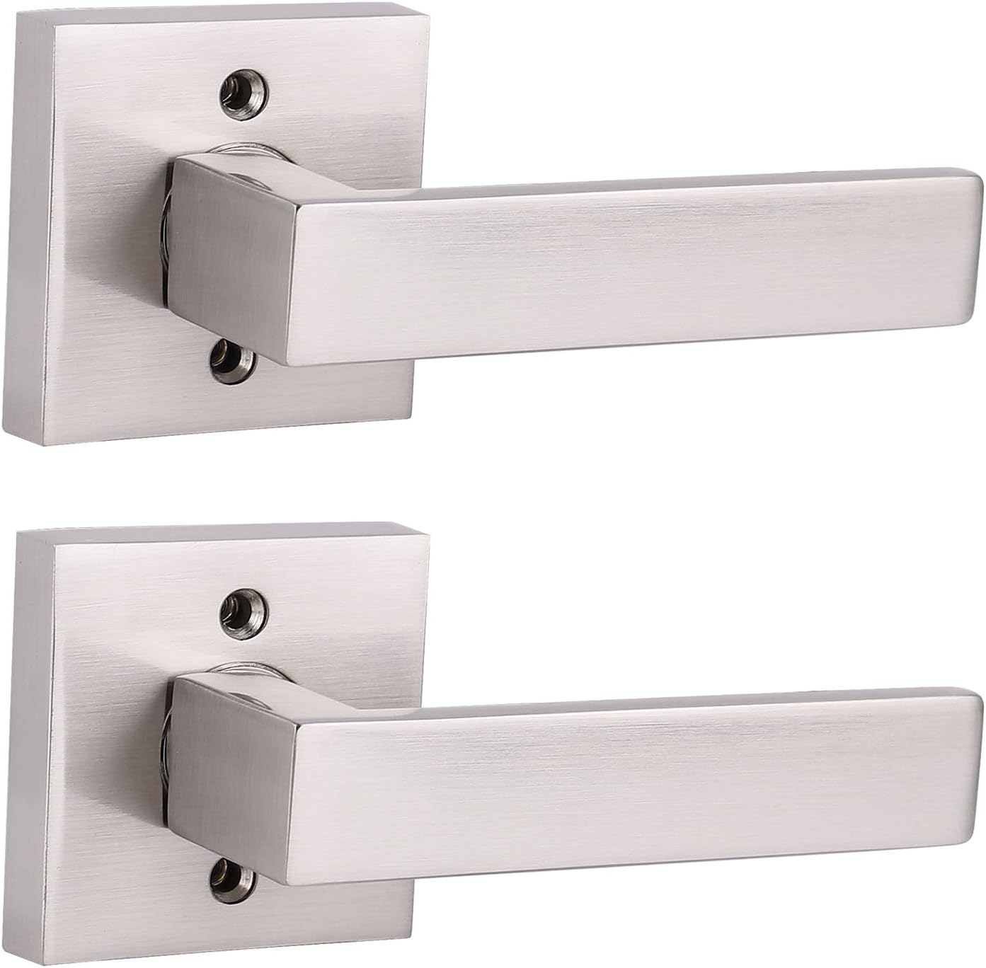 5 Pack Satin Nickel Square Door Levers with Privacy Lock E788709