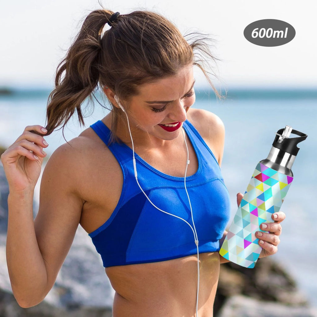 20 oz Insulated Stainless Steel Water Bottle with Straw Lid L437