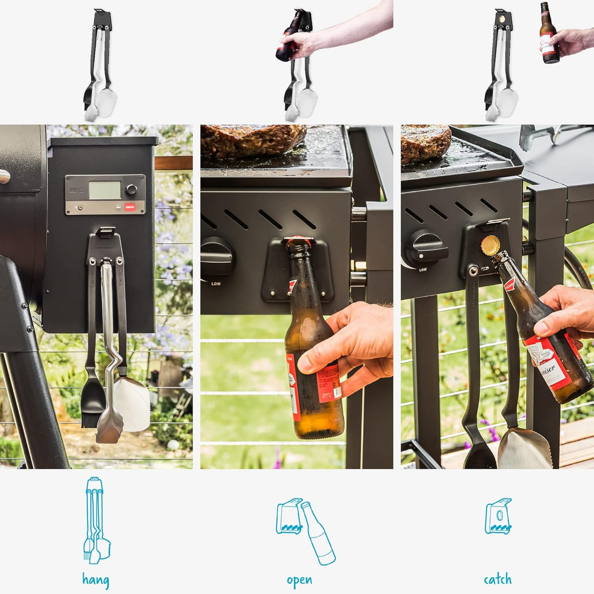 Stainless Steel BBQ Grill Tools Set with Magnetic Holder T49152