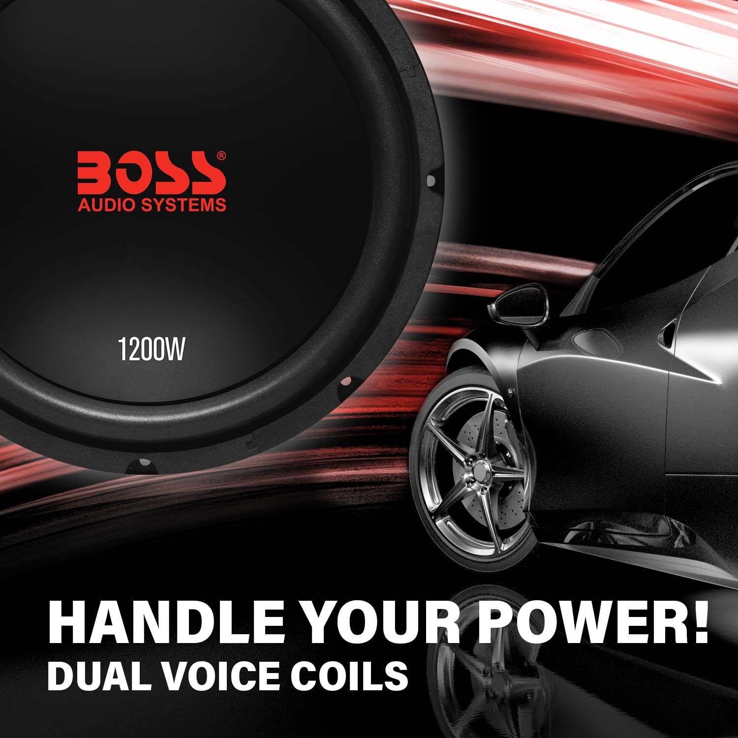 12 Inch Car Subwoofer, 1200 Watts, Dual 4 Ohm Voice Coil, Pack of 2 B7629