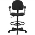 Patterned Ergonomic Drafting Chair in Black with Arms A60975