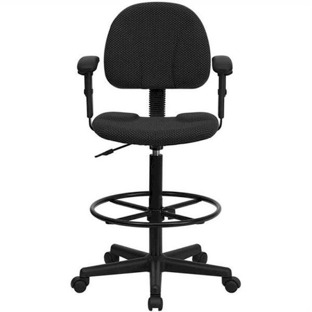 Patterned Ergonomic Drafting Chair in Black with Arms A60975