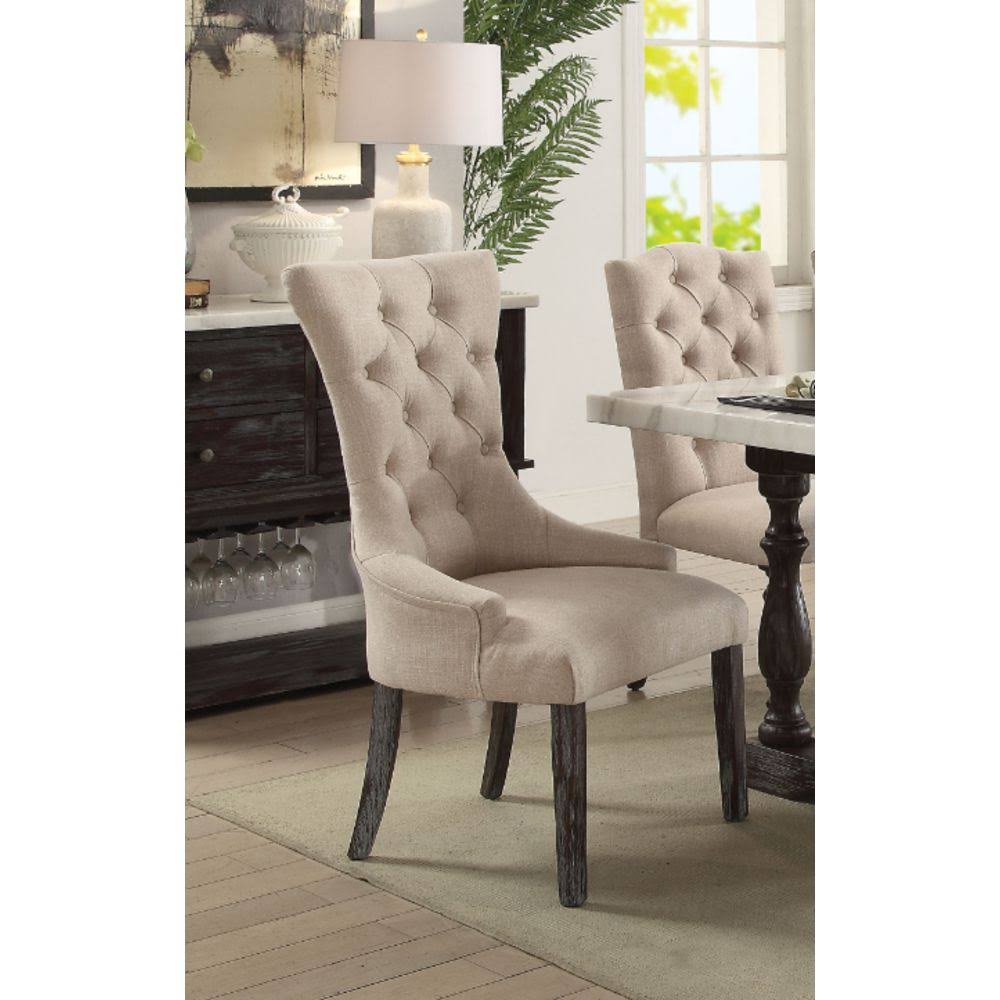 Beige Linen Dining Arm Chair (Set of 2) M470965