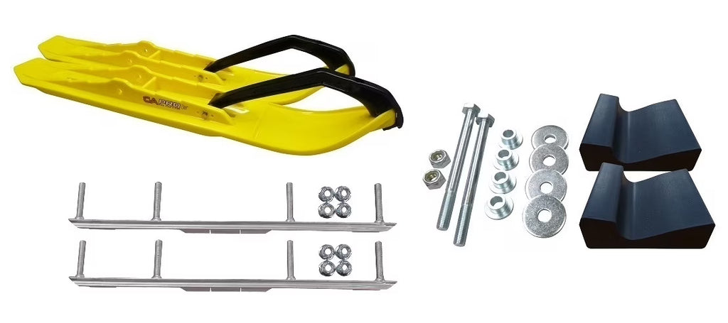 Yellow XCS Snowmobile Skis with 4.5" Shaper Bars Complete Kit L51763