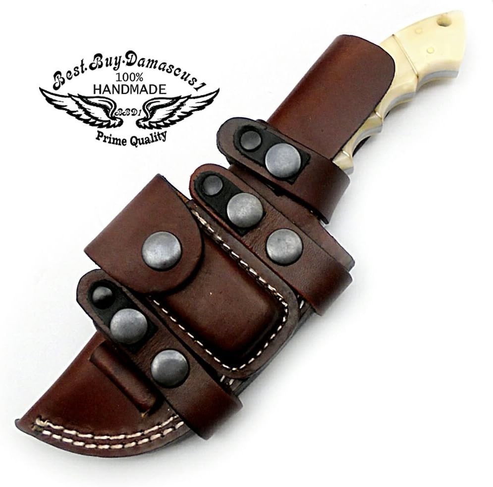 Camel Bone 9.5'' Fixed Blade Damascus Steel Hunting Knife U28695