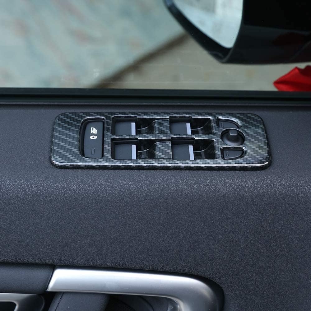 Carbon Black ABS Chrome Window Lift Button Frame Trim J35909