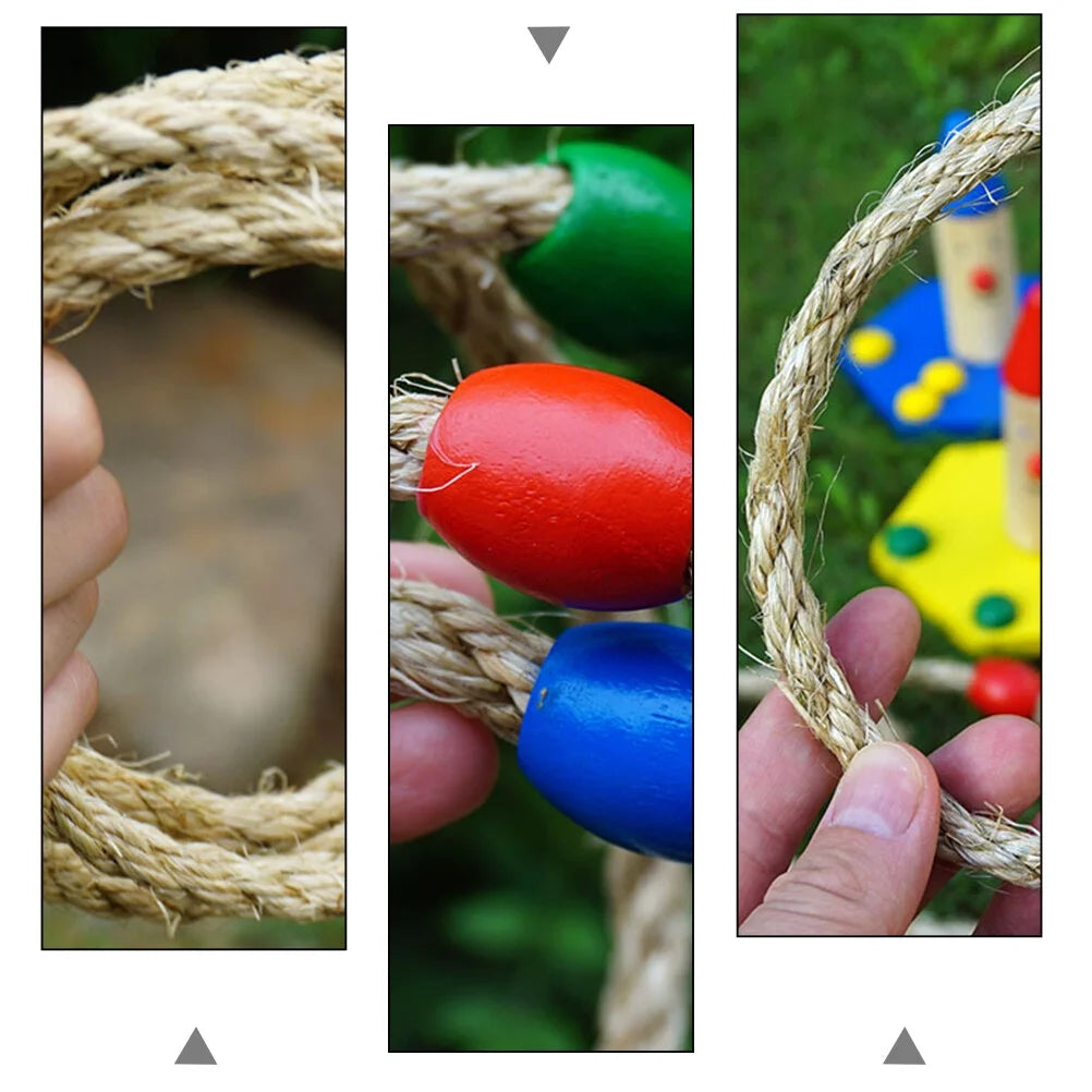 20 PCS Natural Rope Wooden Ring Toss Game Outdoor Playsets A30205