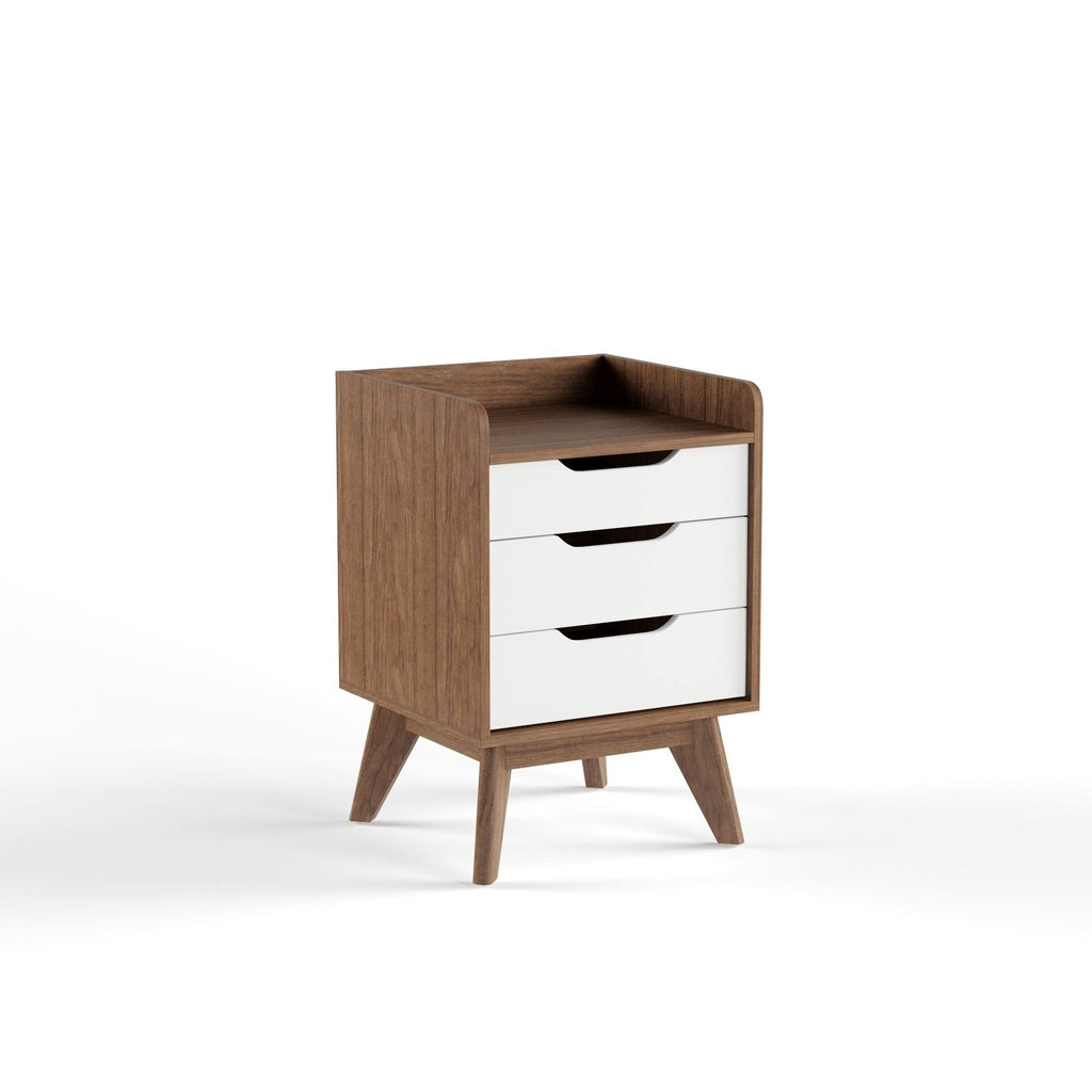 White and Walnut 3-Drawer Nightstand I495543