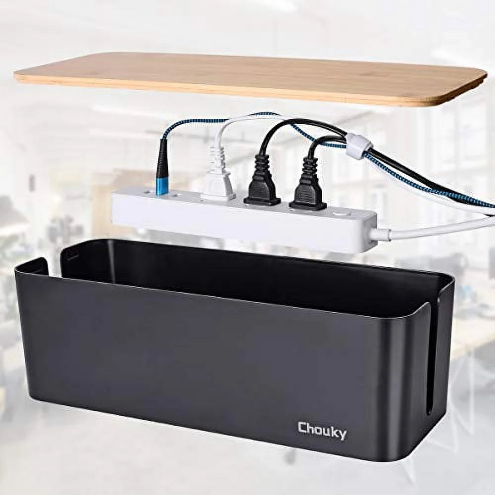 2 Pack Large Wooden Style Cord Organizer Box (Black) D91271