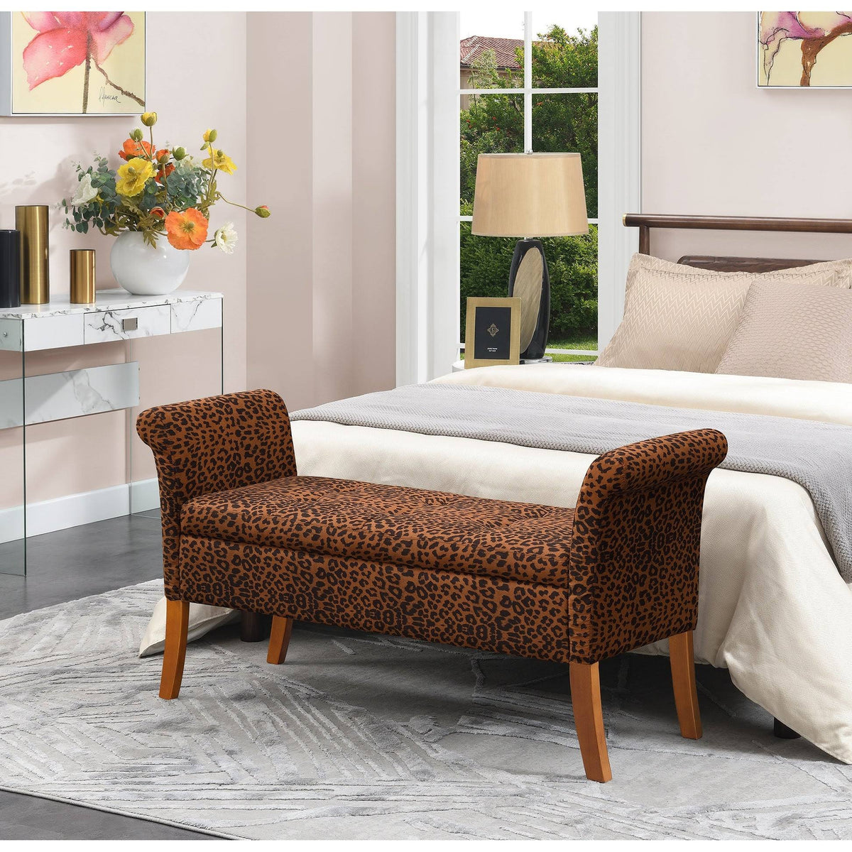 Espresso Faux Leather Storage Bench W199