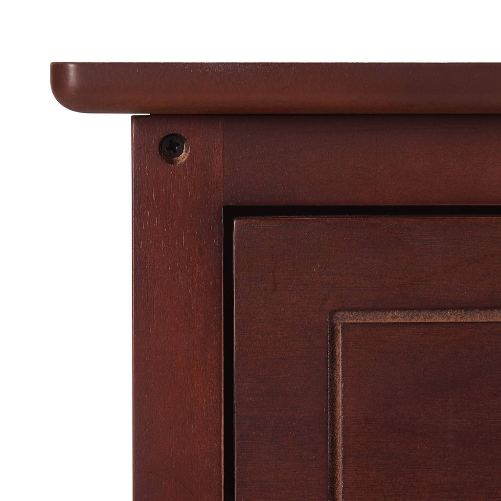 Walnut Side Table with Drawer and Storage Cabinet F210