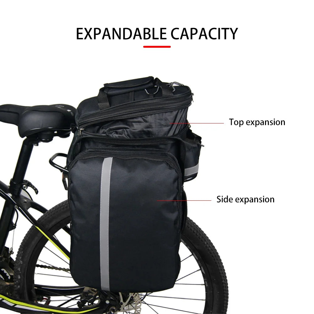 Rear Seat Bag Expandable MTB Bike Rack Bag with Rain Cover E528874