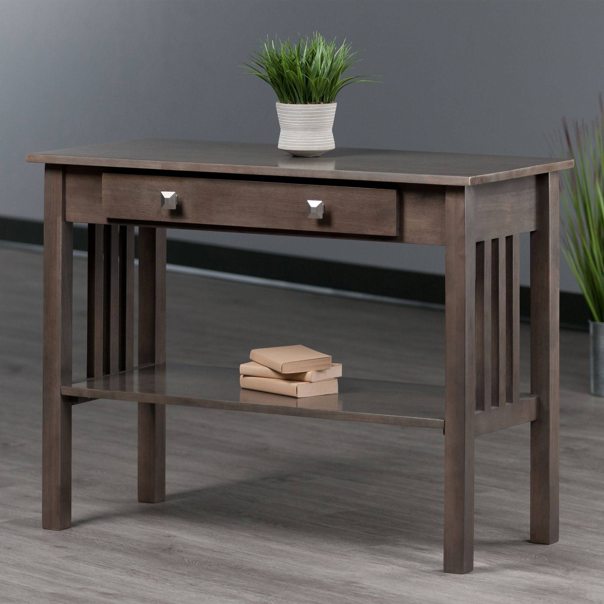 40x22 Oyster Gray and Silver Solid Console Table C54728
