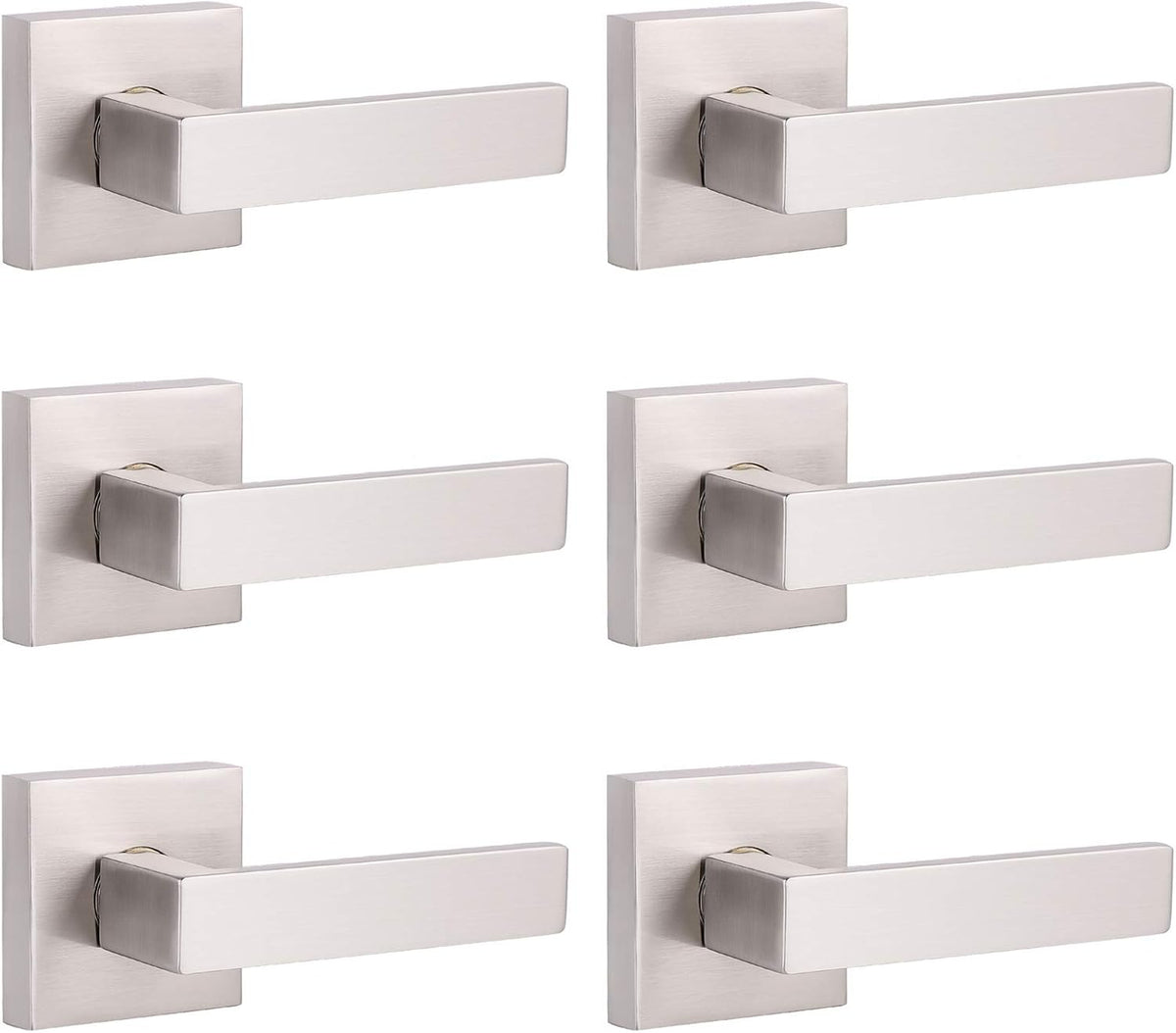 5 Pack Satin Nickel Square Door Levers with Privacy Lock E788709