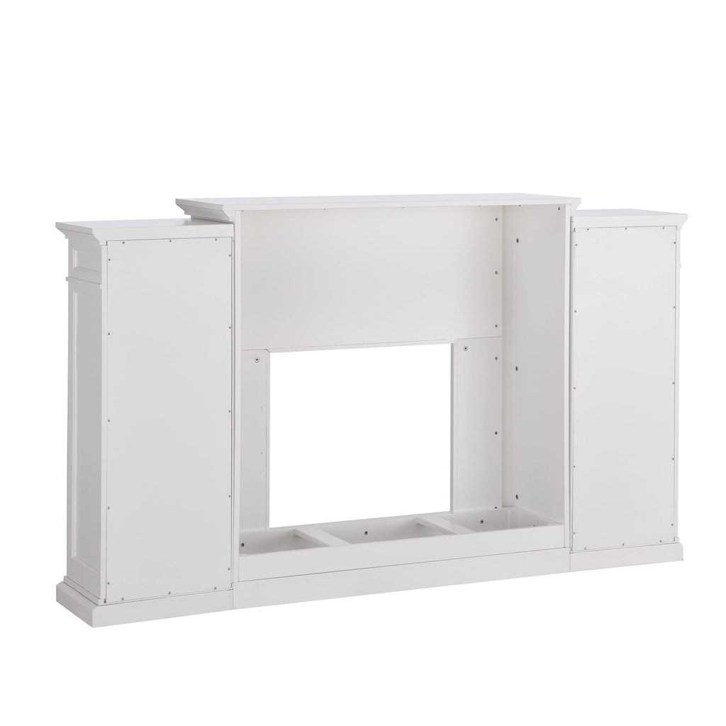 White Bookcase Electric Fireplace Brick M706