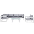 White Grey Fabric Outdoor Patio Sectional Sofa Set C6856