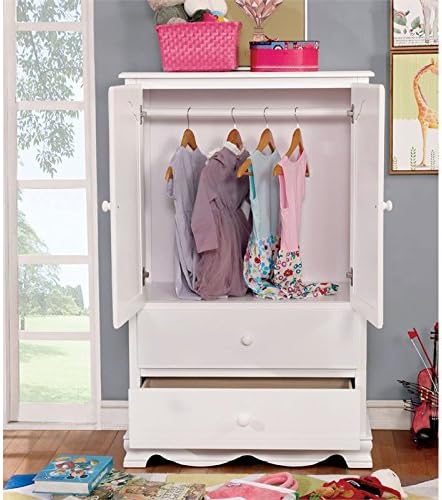 White Solid Wood Wardrobe Armoire G924246