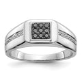 14k White Gold Black Diamond Square Men's Ring Y78318