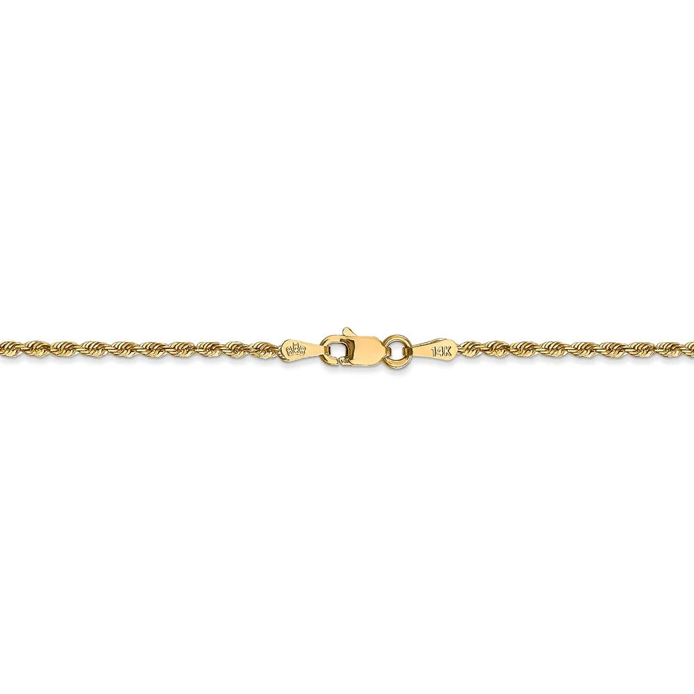 14kt Yellow Gold Diamond-cut Rope Chain Anklet 9 inch Z16653