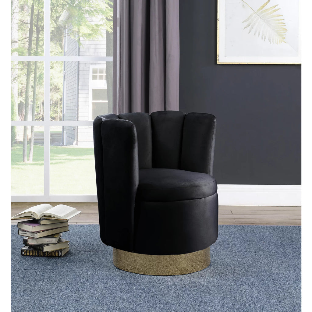 Black Velvet Swivel Accent Chair P895400