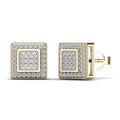14K Yellow Gold Diamond Square Stud Earrings C769415